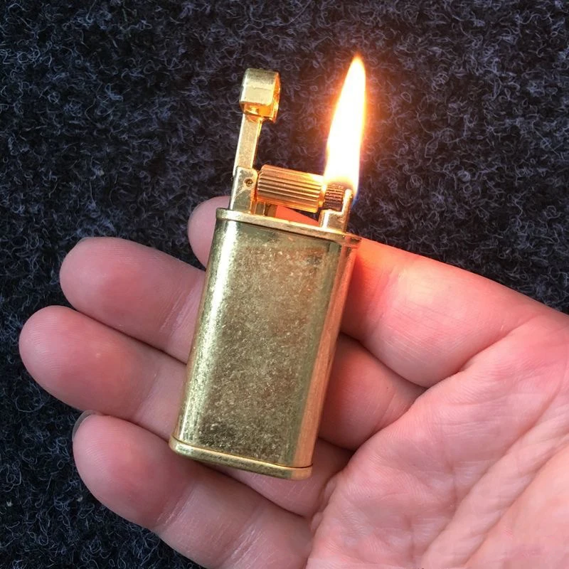 Brass Kerosene Free Fire Lighter Retro Torch Flint Grinding Wheel Gasoline Pipe Windproof Cigarette Oil Lighter Gadgets For Men