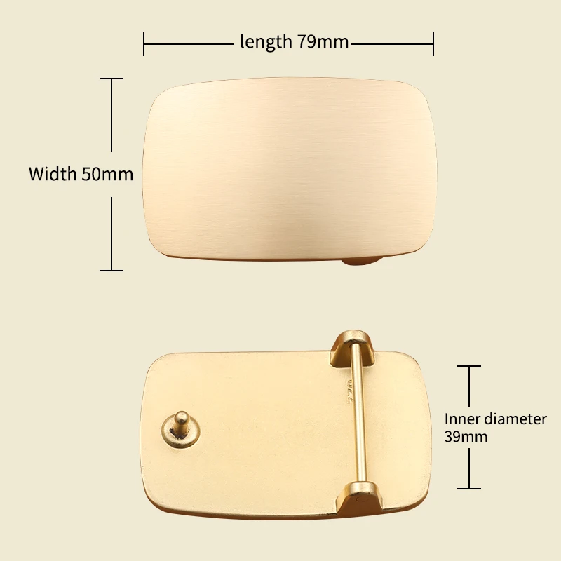 Мужская пряжка для ремня в китайском ретро стиле однотонная латунная гладкая