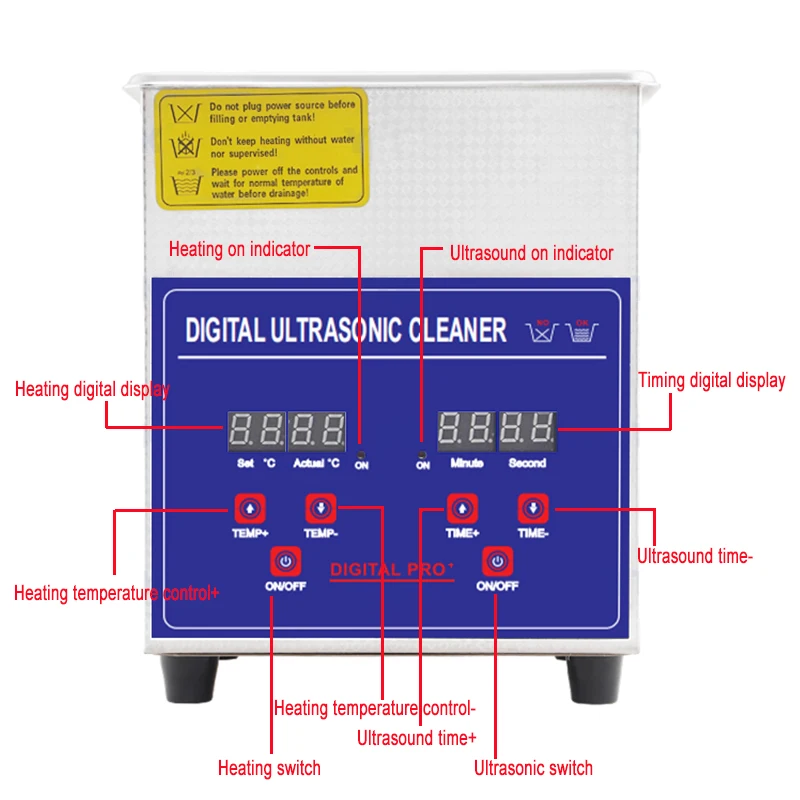 Цифровой ультразвуковой очиститель 2 л 60 Вт соникатор ванночка 40 кГц для