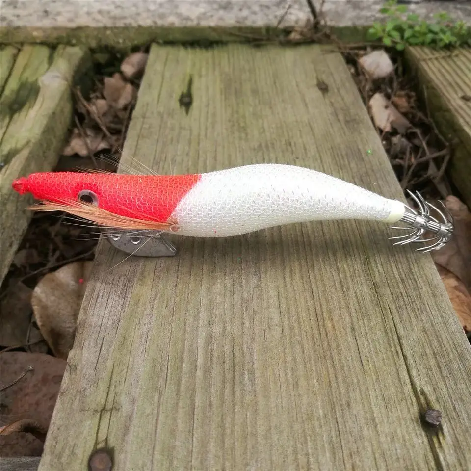 

1PCS Luminous Squid Jig Bait 3.5# Wood Shrimp Fishing Lure Squid Cuttlefish Jig Lure Bait Fishing Lure