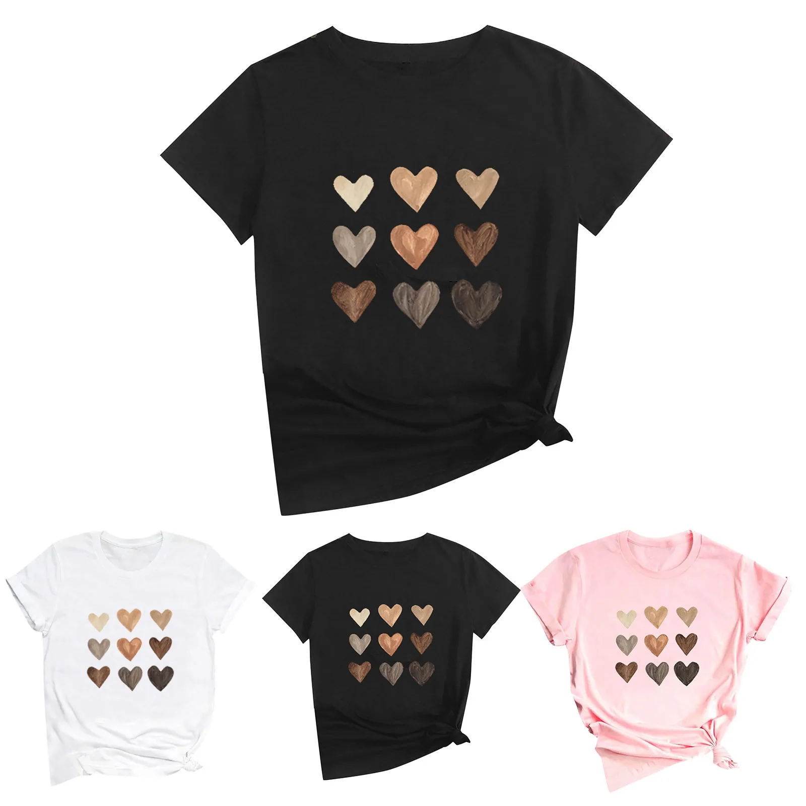 

2021 Summer Ladies Short-sleeved Stylish Retro Temperament Elegant Simple Round-neck Printed Short-sleeved Oversized Blouse