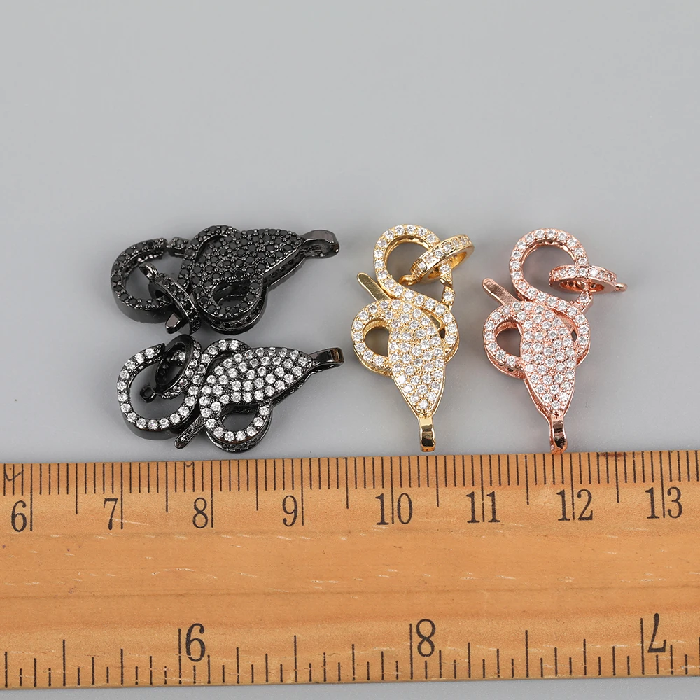 

5Pcs/Lot 12X26mm CZ Micro Paved & Shape Open Carabiner Clasps Pendant Findings,Fashion Zirconia Lock Clasps DIY Jewelry Making