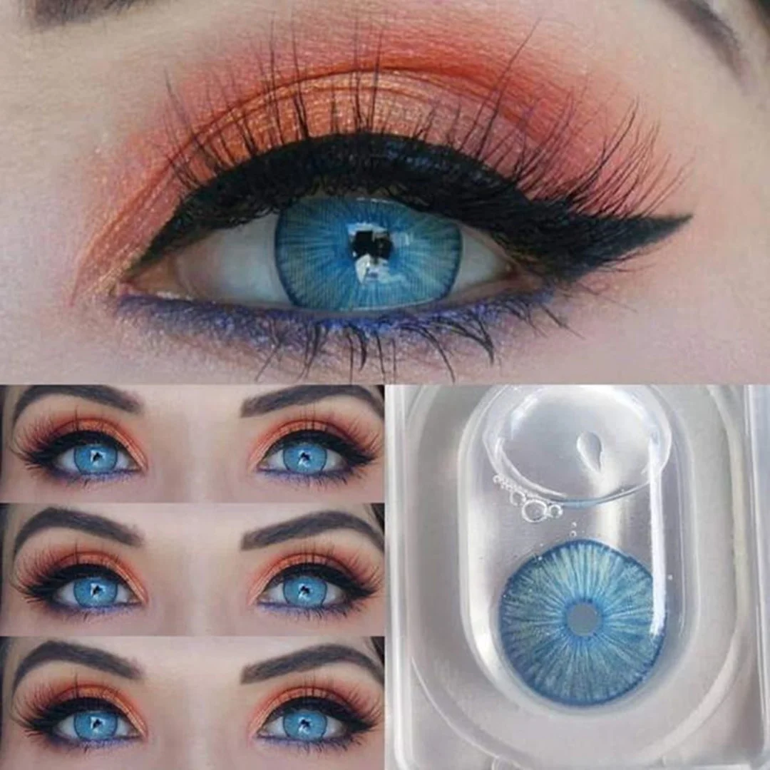 1Pair Multicolored Lenses Contact Lenses Yearly Colored Contacts Blue Color Contact Lenses For Eyes Contacts Cover Eyes Color