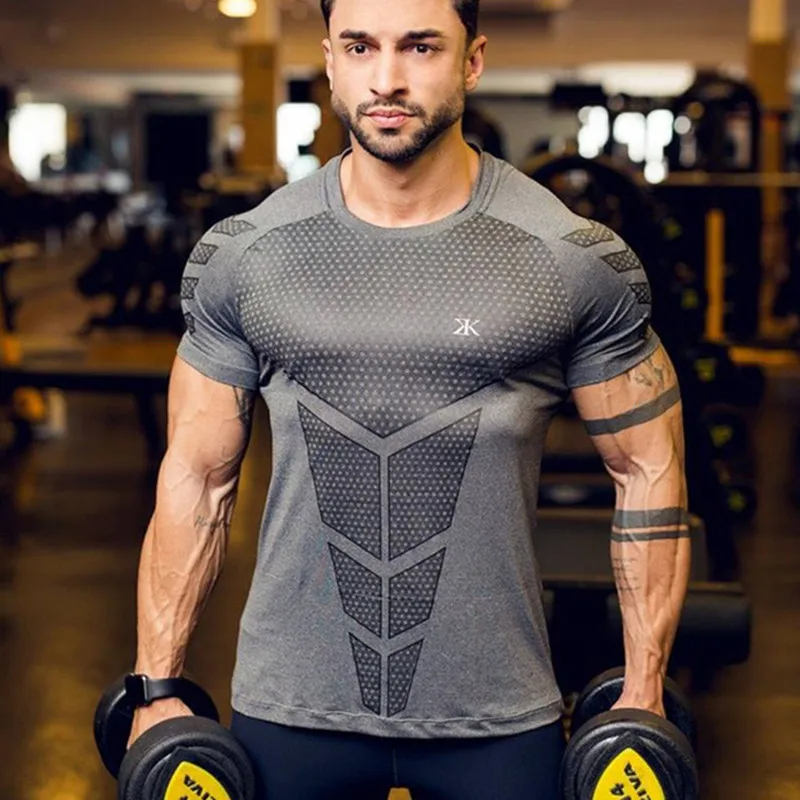 

New Large-Type Men Compression T-Shirt Sporting Skinny Tee Shirt Male Gyms Breathable Running Jersey Sportswear Fitness Sports
