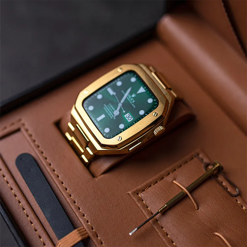 Модифицированный комплект металлическая рамка для Apple Watch 7 6 5 4 3 2 42 мм 44 45 ремешок