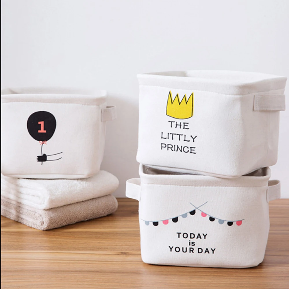1 шт. мультяшная маленькая свежая тканевая домашняя корзина для хранения игрушек