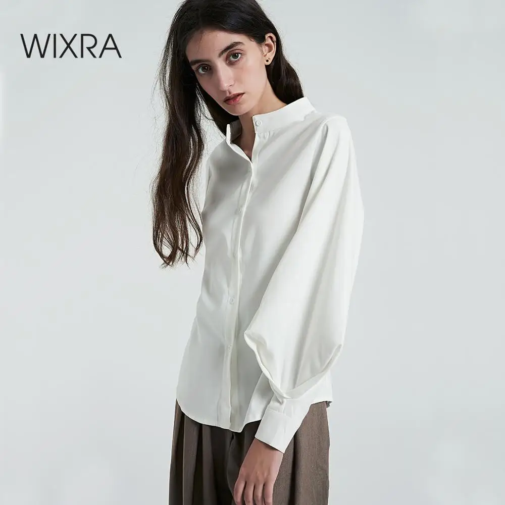 Тренд wixra модная одежда классические свободные женская мастхэв стильная повседневные гардероб блуза блузка элегантная рубашка бежевый белый цвет силуэт офисный дресс-код длинный рукав воротник горловина