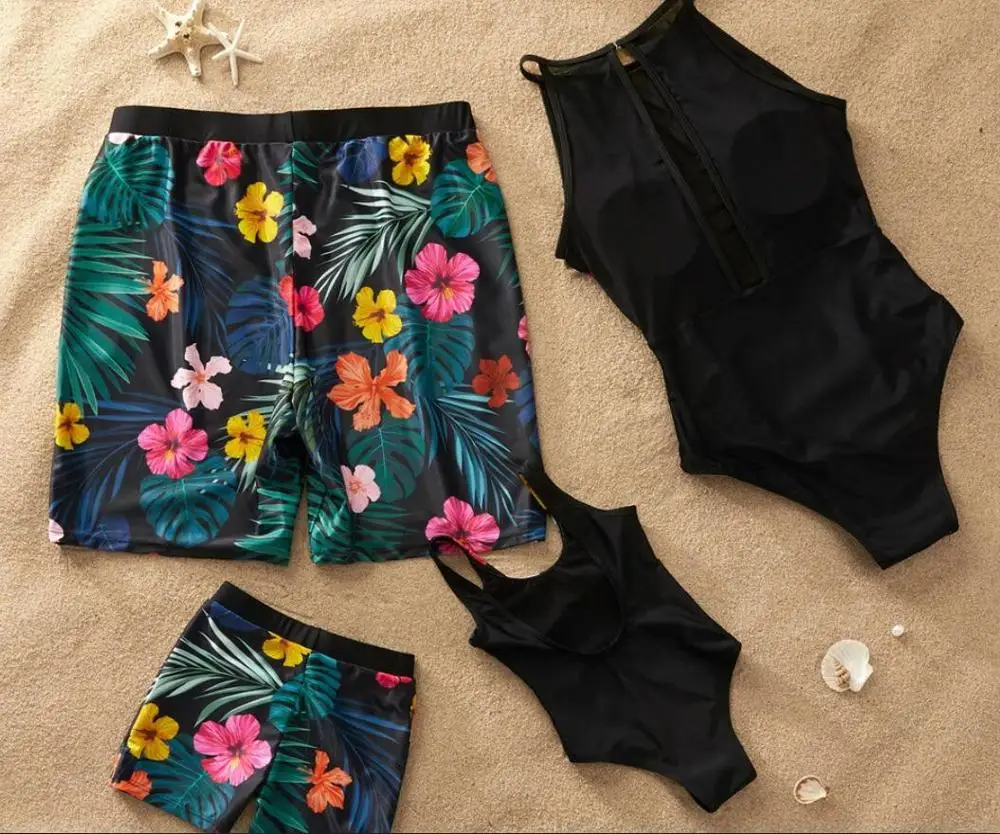 Купальный костюм для мамы и дочки семейная одежда летние купальные костюмы с