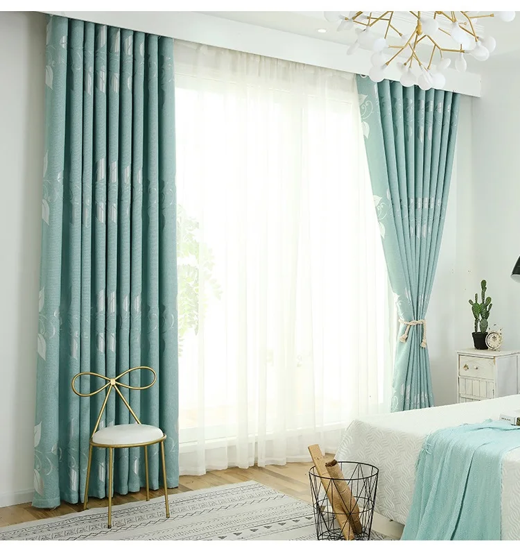 Curtains for Living Dining Room Bedroom Modern Simple Brief Silver Curtain Pure Color Knit Blackout Window Decoration Curtains