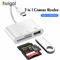 ihuigol 3 in 1 otg adapter tfmirco sd card reader for u disk mouse keyboard smart memory card reader type c card reader adapter