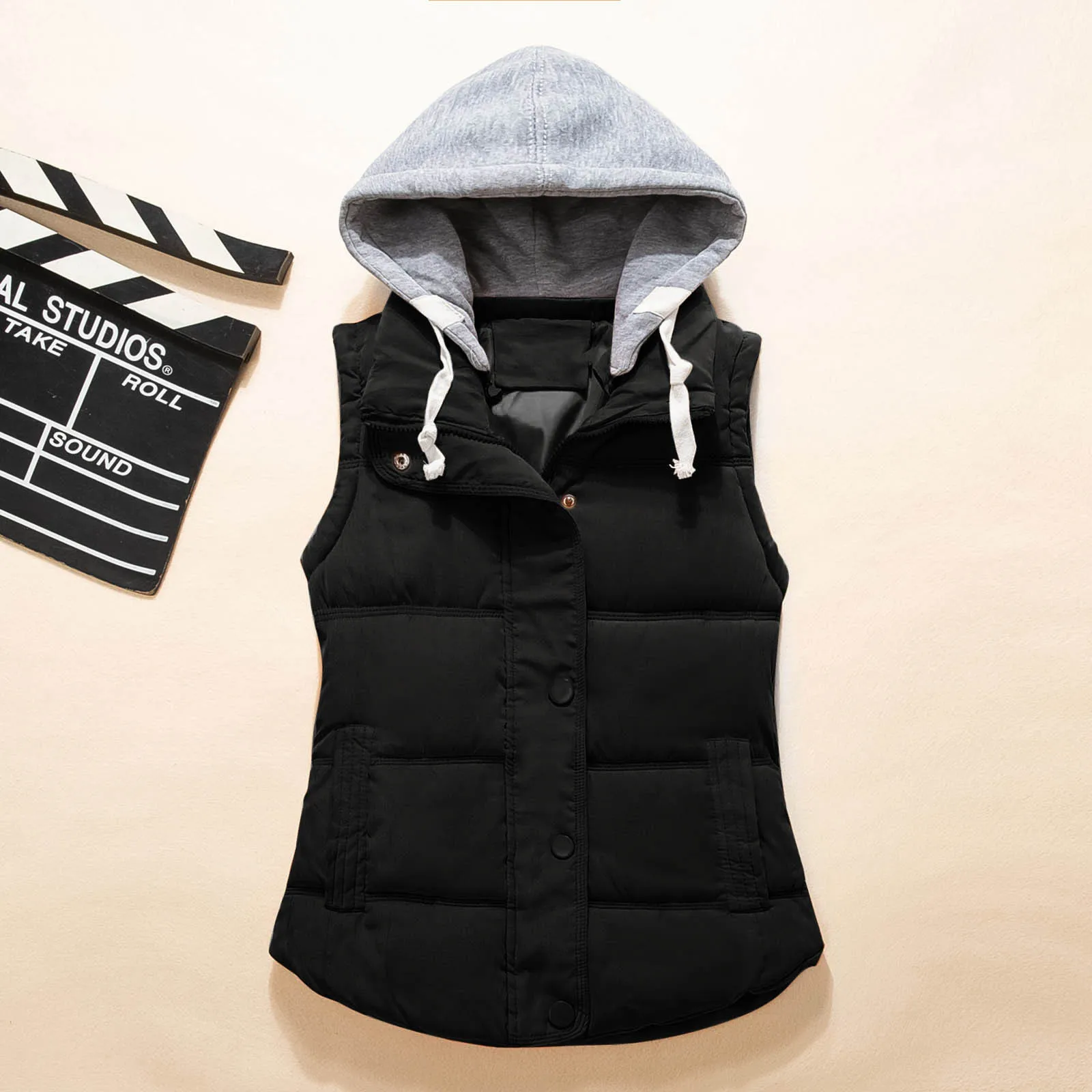 2020 зимнее пальто для женщин с капюшоном Теплый жилет Осенняя Повседневная