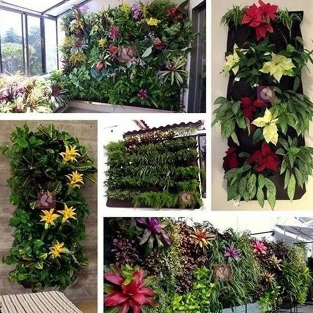 

Wall Hanging Planting Bags 2/4/6/9/12/18 Pockets Green Grow Bag Planter Vertical Garden Vegetable Living Garden Bag Home Supplie