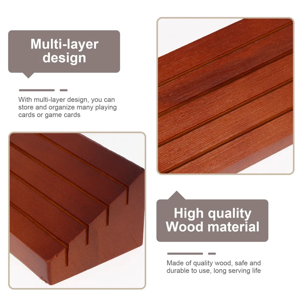 

1Pc Holder Sturdy Wood Game Cards Stand Simple Desktop Cards Shelf