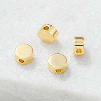 10pcs 5x3mm 14k real gold plated brass round flat spacer beads bracelet beads high quality diy jewelry accessories