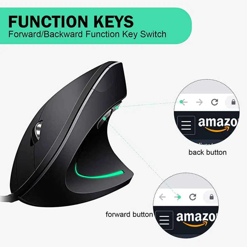 wired ergonomic vertical mouse gaming computer optical mice with rgb light 3200dpi usb wrist healthy mause gamer for pc laptop free global shipping