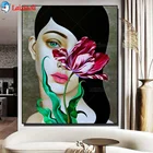 5D алмазная вышивка ирис цветок женщина алмазная живопись полный квадрат круглый DIY мозаика Вышивка крестом Стразы искусство домашний декор