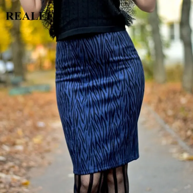 REALEFT осенне зимние замшевые винтажные юбки карандаш средней длины с волнистым