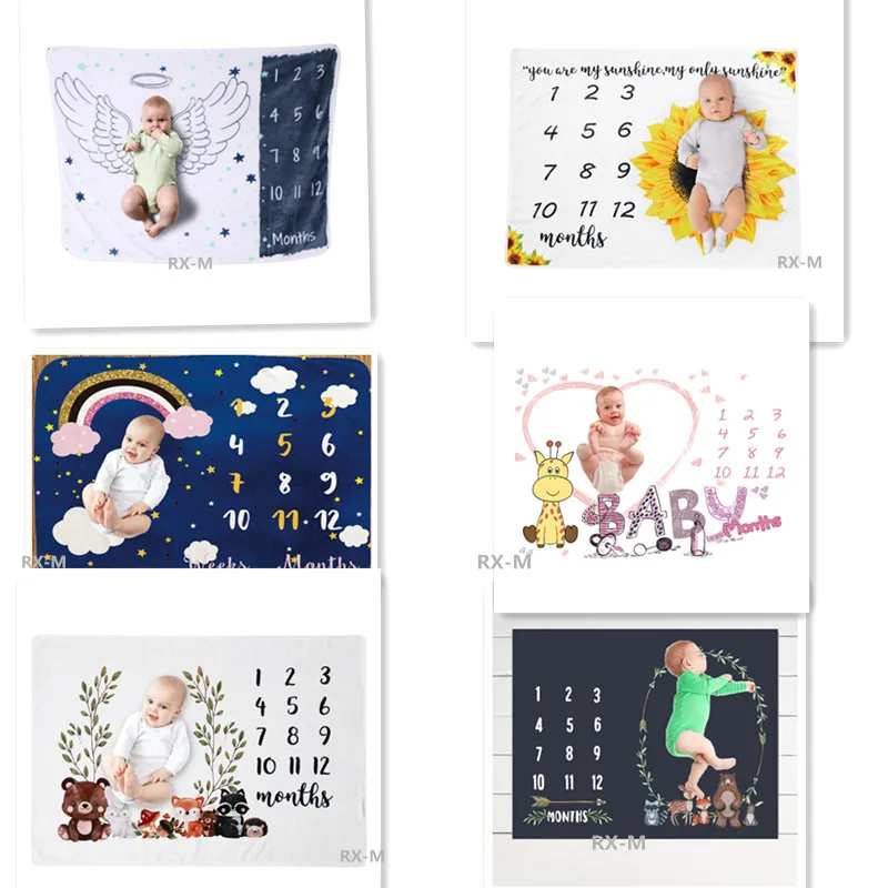 Детский ежемесячный фон для фотосъемки с изображением животных|Одеяла и пеленки|