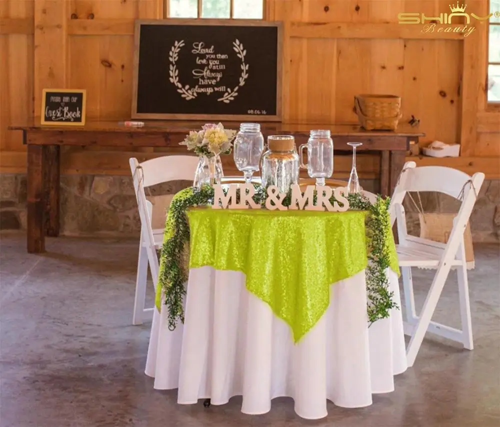 Зеленый лайм квадратная скатерть с пайетками 48x48 дюймов на день рождения торт