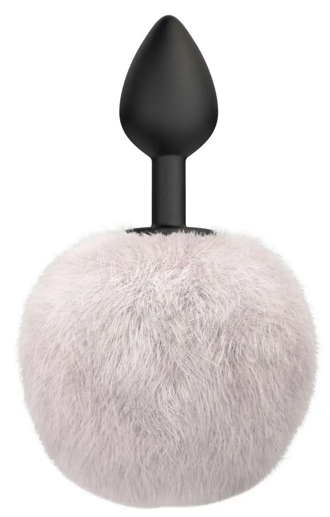 Черная анальная пробка с белым пушистым хвостиком Fluffy | Красота и здоровье