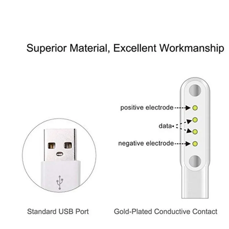 1PC Magnetic Smart Watch Charger Cable 4 Pins for KW88 KW98 KW99 GT88 GT68 Universal Smartwatch USB Charging Cable