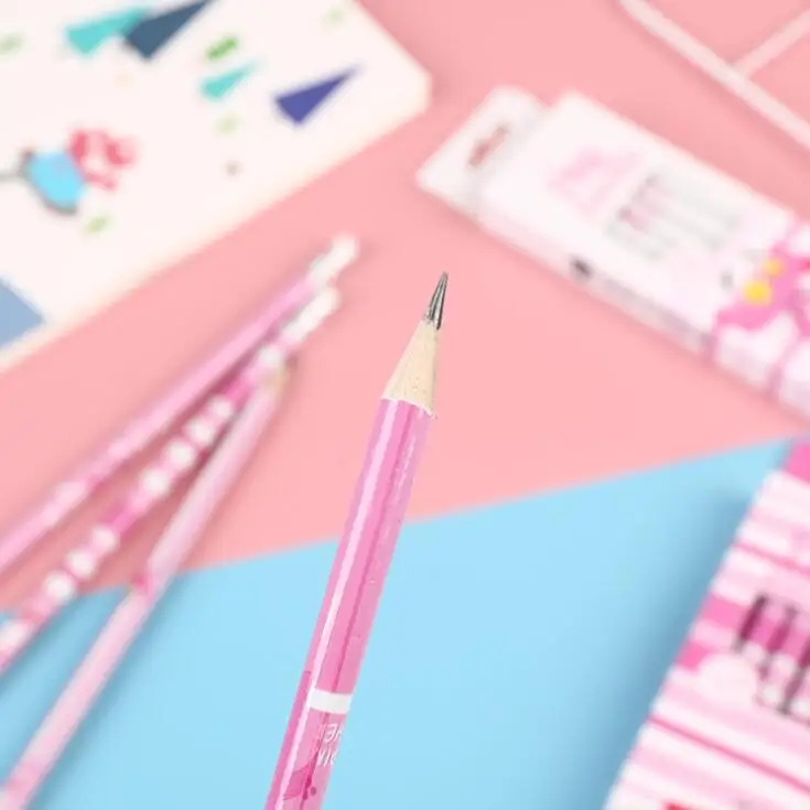 Деревянные карандаши HB с ластиком милые розовые Пантеры и фламинго детские