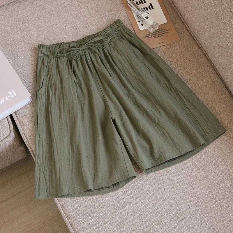 

Women Shorts 2021 Summer Casual Cotton Linen Shorts High Waist Loose Shorts For Girls Distressed Wrinkled Female Shorts M-3XL