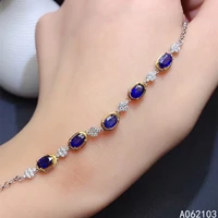 kjjeaxcmy fine jewelry 925 sterling silver inlaid natural sapphire women exquisite vintage gem hand bracelet support detection