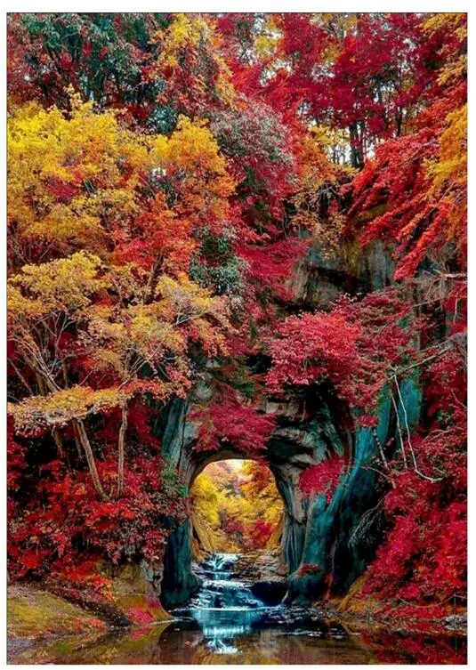 Осенняя искусственная вышивка Ландшафтная живопись искусство для украшения