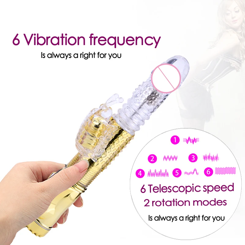 Powerful Rabbit Vibrator Telesopic Rotation Vibrating Vaginal Clitoris Stimulation Jelly Dildos Masturbator Sex Toys for Women | Красота и