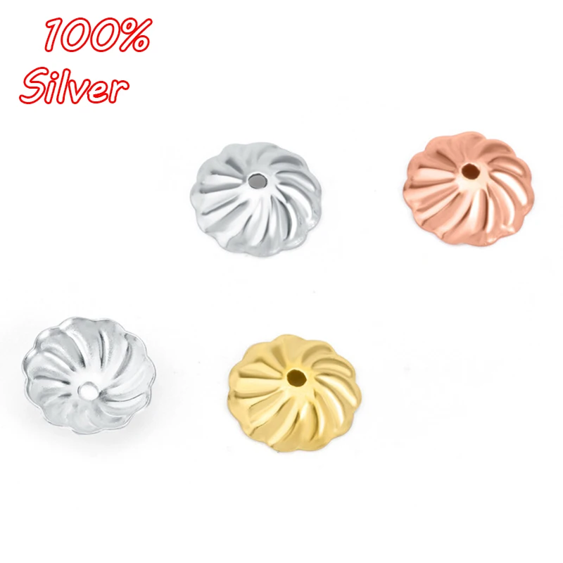 20 шт./лот Настоящее серебро 925 пробы цветные колпачки из бисера ожерелье браслет