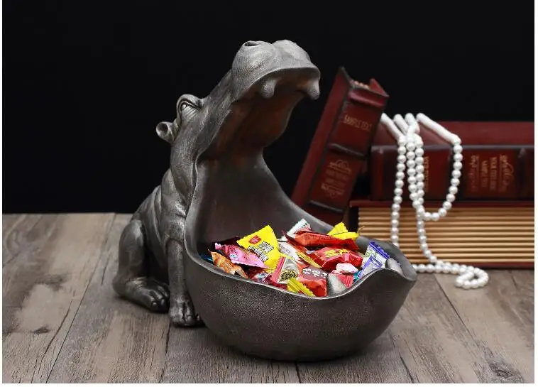 Современная полимерная коробка для хранения бегемота, украшения для дома, гостиной, настольные статуэтки, украшение для офиса, отеля, декор для рабочего стола