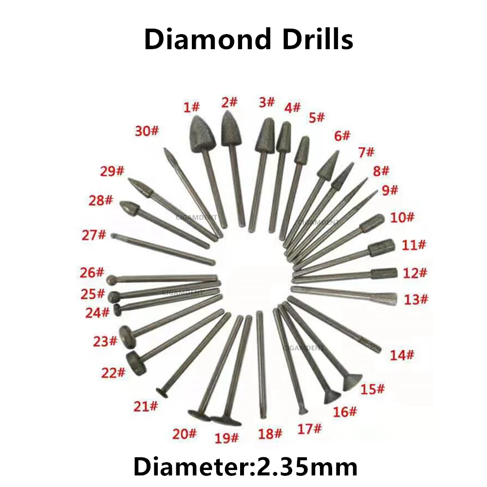 

5 шт. Стоматологические алмазные сверла, шлифовальные колесики, алмазный резак, режущий диск, хвостовик 2,35 мм