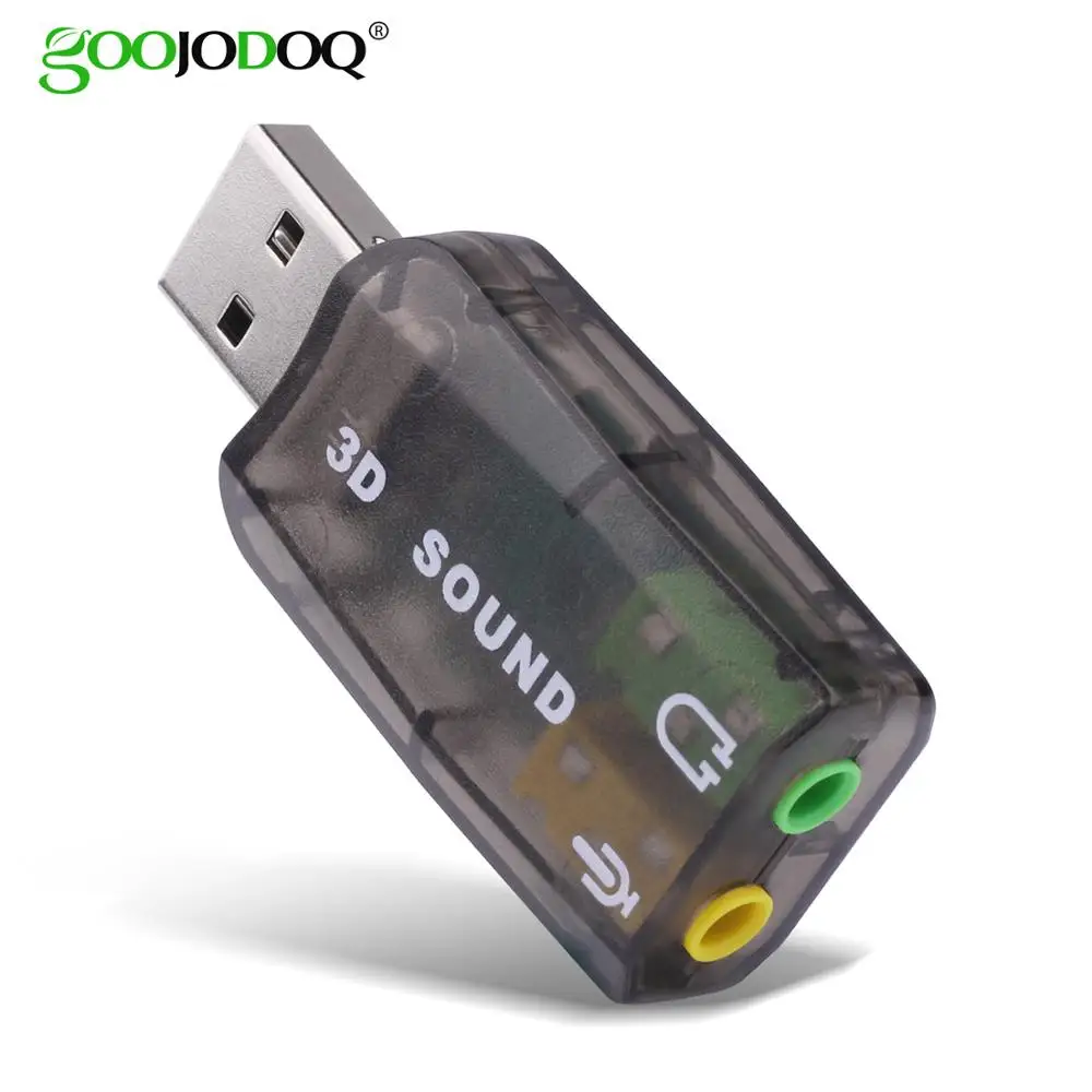 GOOJODOQ Внешняя USB Звуковая карта адаптер аудио 5,1 Виртуальная 3D USB до 3,5 мм микрофон динамик Интерфейс для наушников для портативных ПК