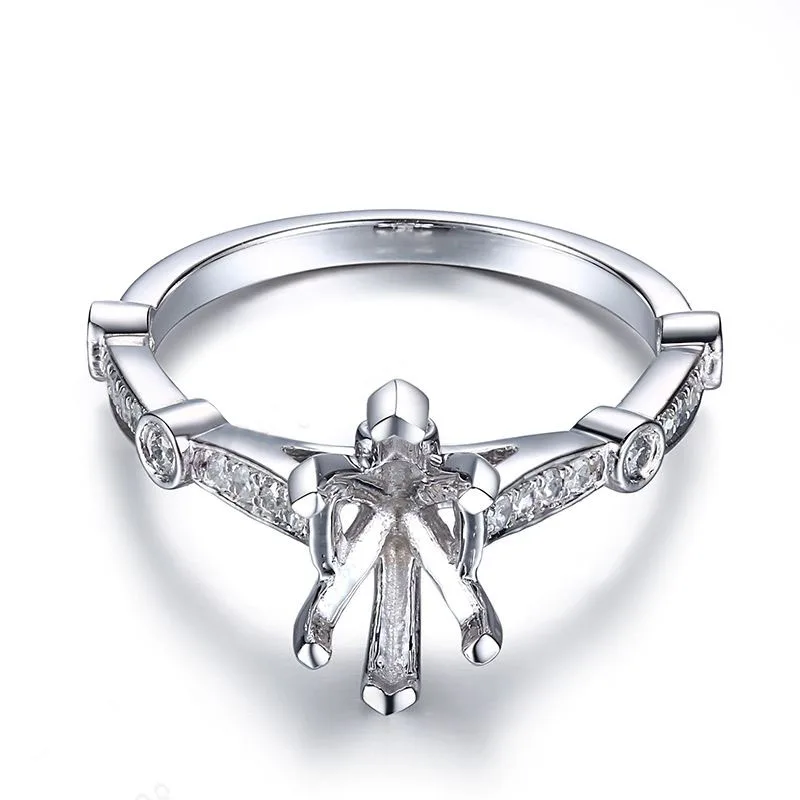 HELON 6x11 мм Огранка маркиза однотонные 10K белое золото натуральные бриллианты