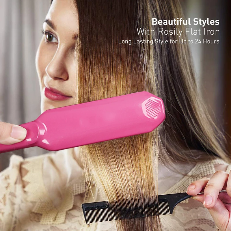 Розовый Выпрямитель для волос плоский утюжок с быстрым нагревом алюминиевые