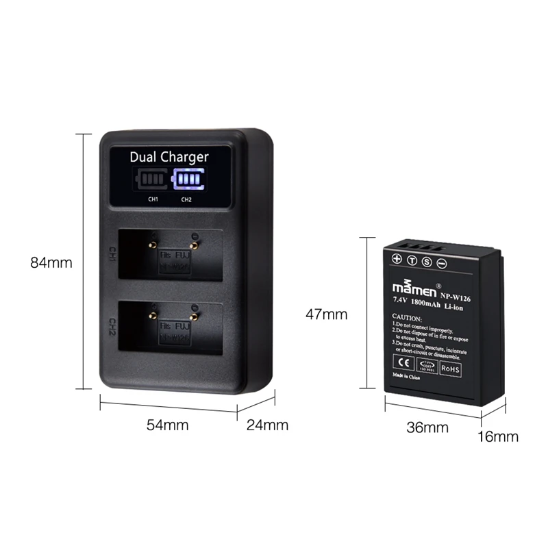 AMS-Mamen 2 шт. 1800 мАч NP W126S NP-W126 W126 Fujifilm цифровая камера батарея + USB LCD двойное зарядное