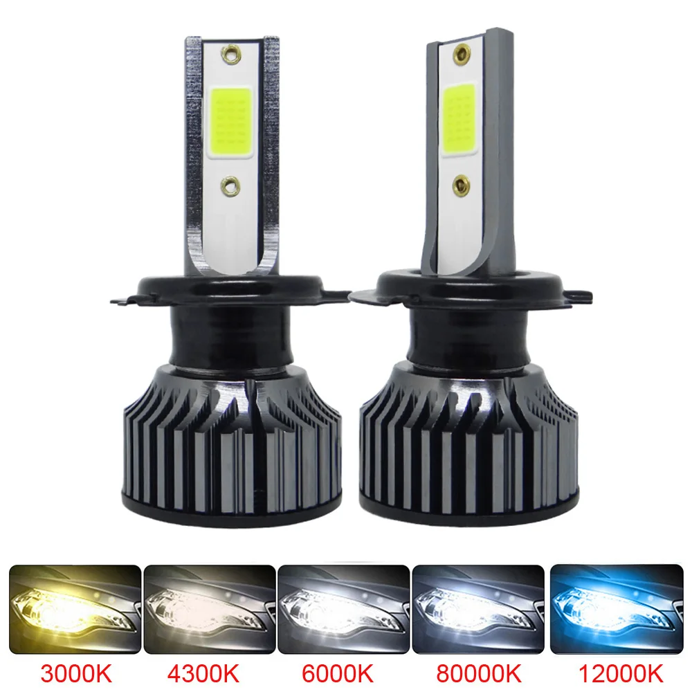 

2Pcs LED Car Headlight H7 H4 H1 H11 H3 H8 H9 9005 9006 HB4 80W 12000LM 4300K 6500K 12V 24V Auto Headlamp COB Fog Light Bulb