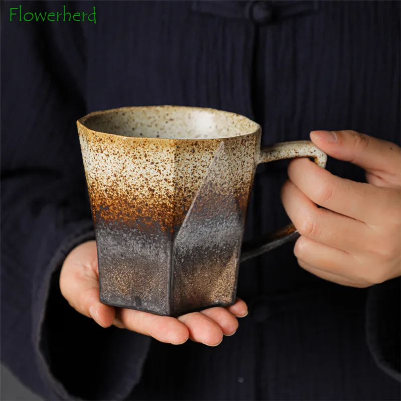 Большая емкость ретро Керамическая кофейная кружка для чая в японском стиле