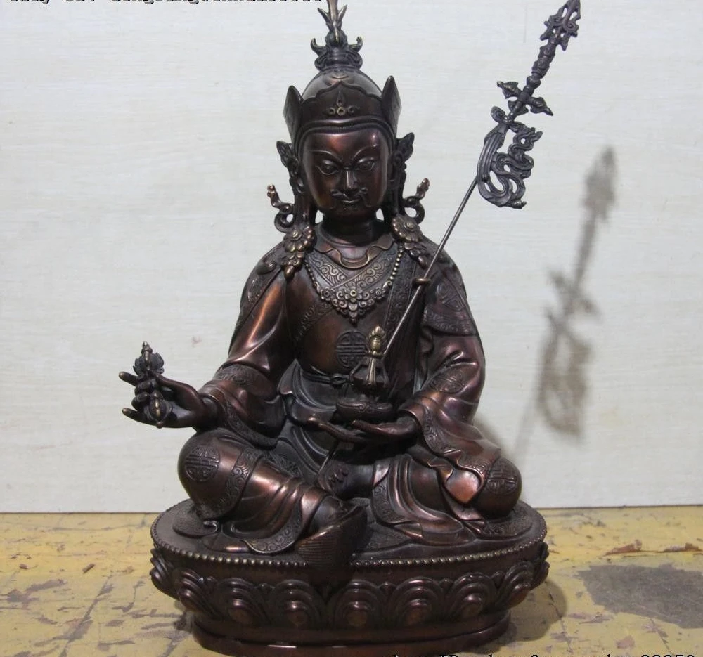 Тибетский буддистский храм медная Бронзовая статуя Будды падмамбава Ринпоче |