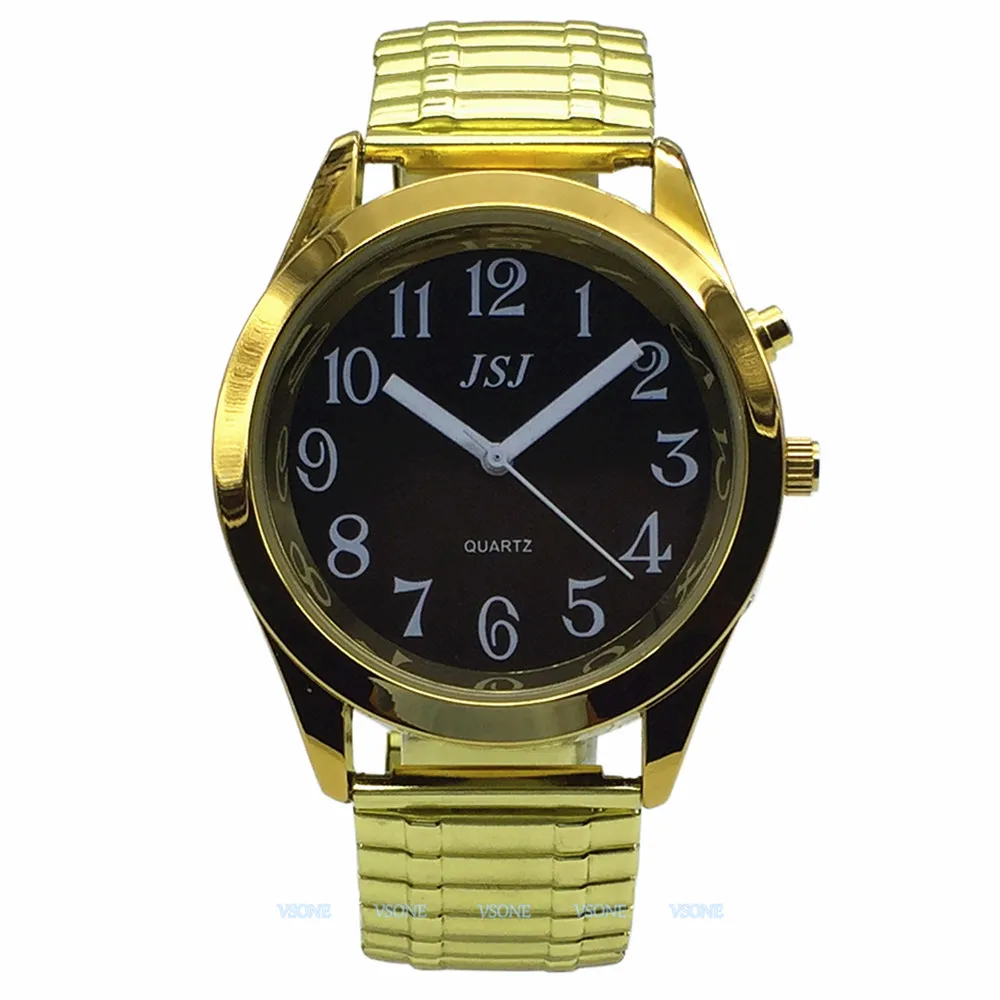 French Talking Watch with Alarm Date and time Black Dial Expanding Bracelet TAF-802 | Наручные часы