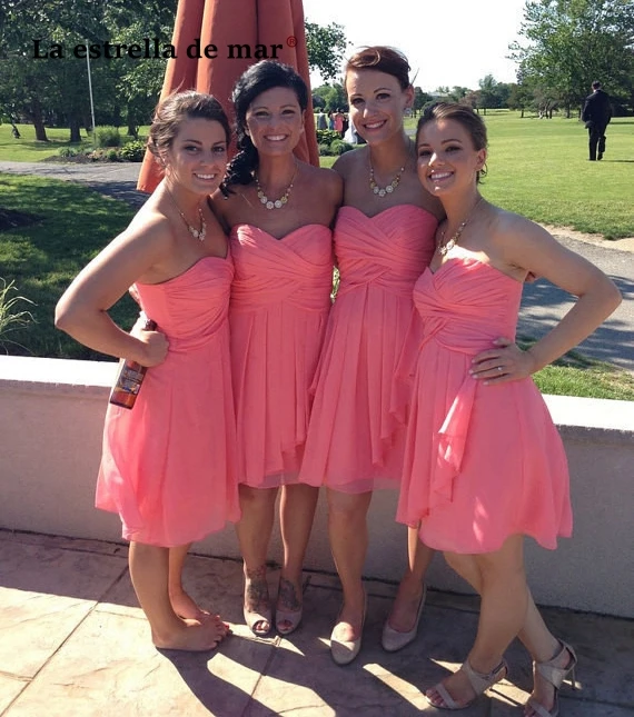 

Sky Blue Bridesmaid Dress Knee Length Short Chiffon Sweetheart A Line Beach Wedding Party Gowns Cheap robe demoiselle d'honneur