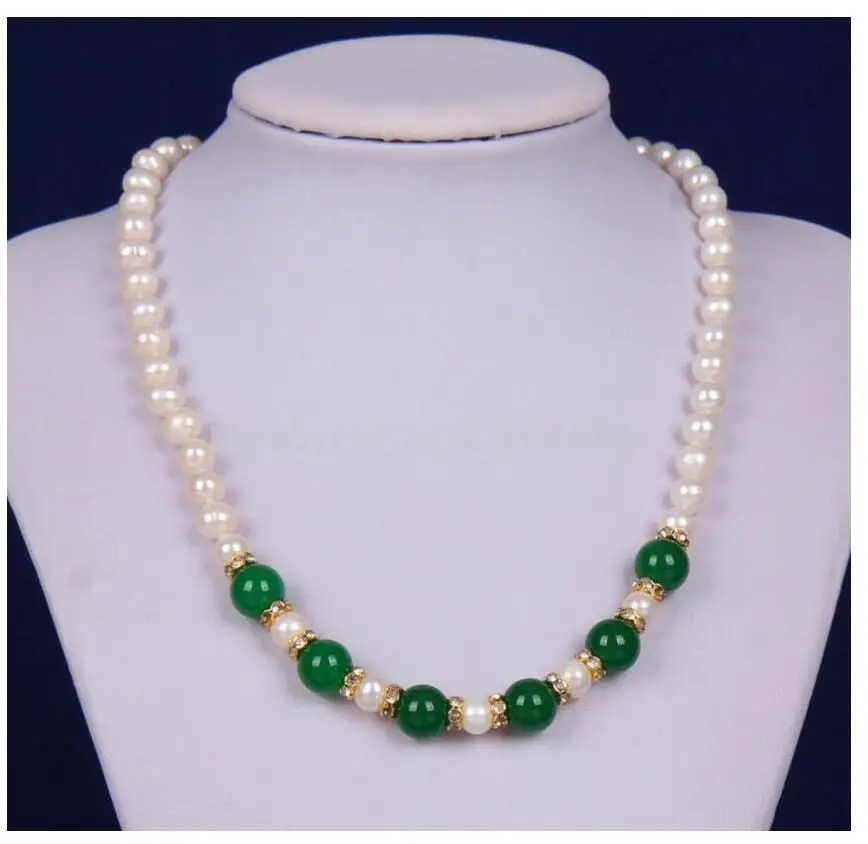 Ожерелье с кулоном из искусственного жемчуга и нефрита модные ювелирные