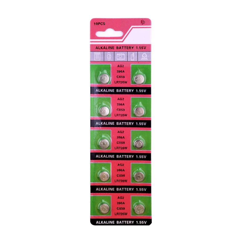 

50PCS/ Lot 1.55V AG2 LR726 396A Button Batteries SR726 196 397 Cell Coin Alkaline Battery AG2 SR726 LR59 For Watch Toys Remote