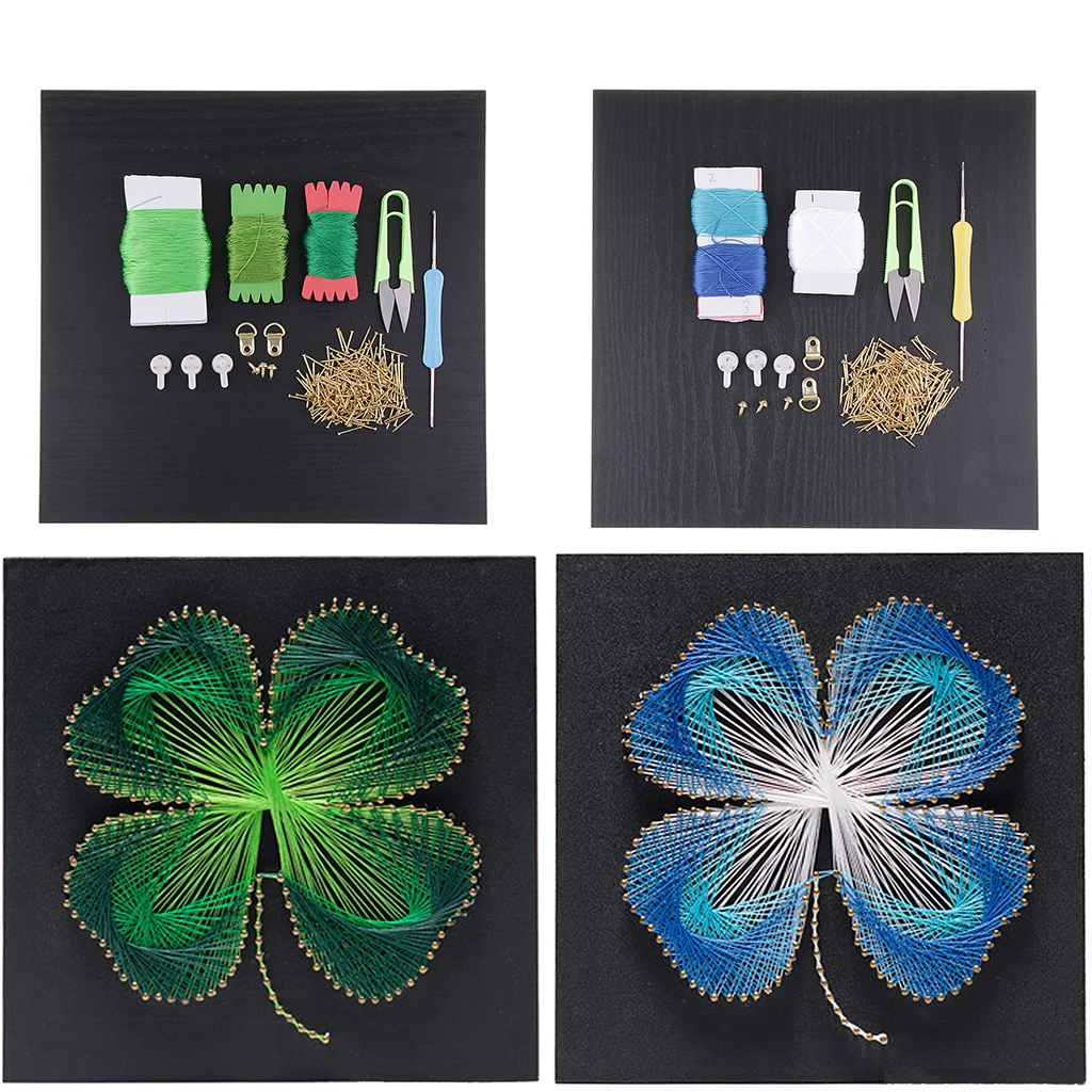 

Lucky Four Leaf Flower String Art Kit Stereoscopic Decorative Painting with
