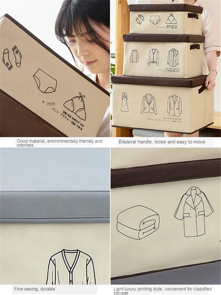 

B-LIFE Storage Bins for Closet with Lids and Handle Rectangle Storage Box Fabric Storage Baskets Containers