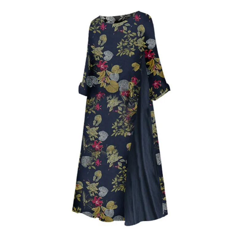 

Womens Maxi Beach Dress 2021 Summer Half Sleeve Casual Boho Kaftan Tunic Gypsy Ethnic Style Floral Print Plus Size Dresses S-5XL