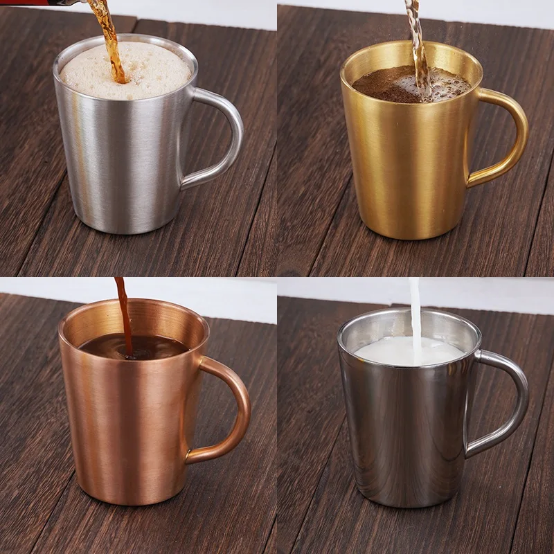 

Lovely Durable Household Products 304 stainless steel double-layer mug, cup earth gold Explosive new products of high quality
