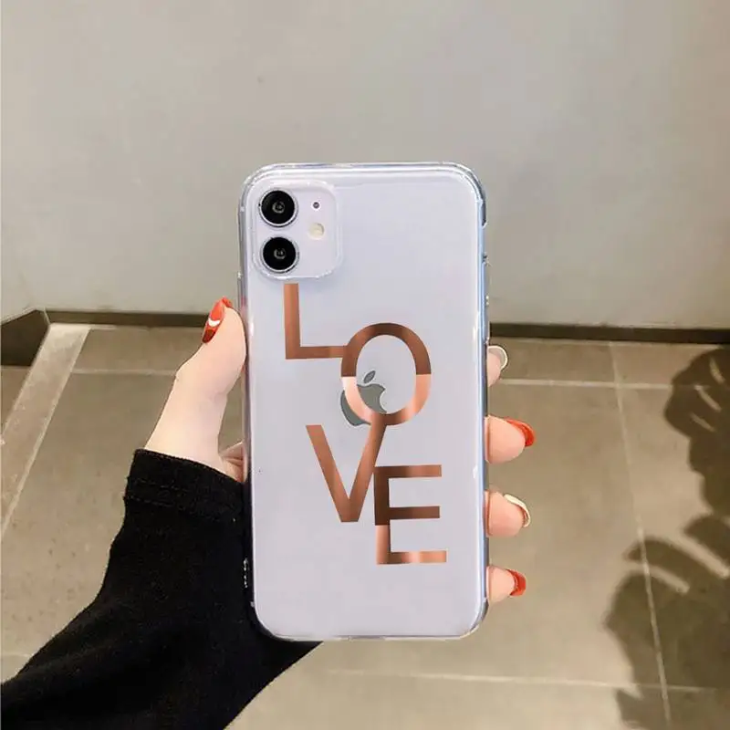 

Bling love aesthetic high quality Phone Case Transparent for iPhone 6 7 8 11 12 s mini pro X XS XR MAX Plus