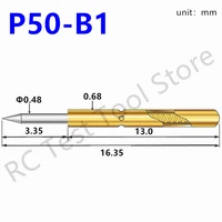 20100pcs p50 b1 spring test probe pogo pin test pin dia 0 5mm length 16 35mm p50 b test tool